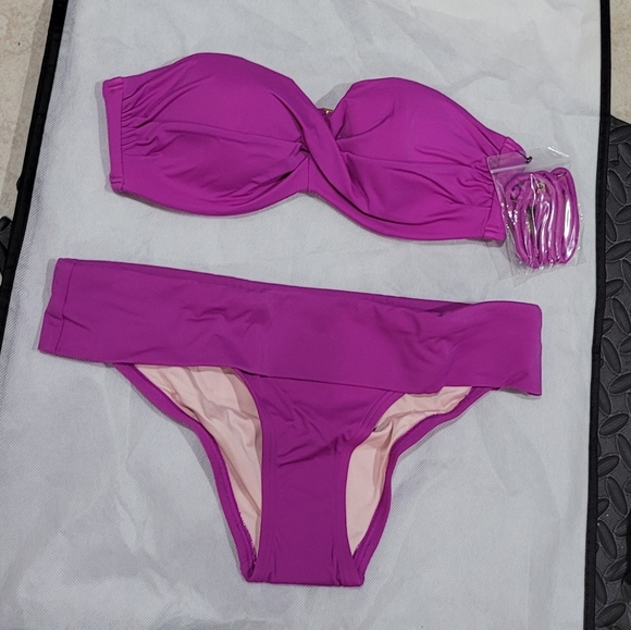 Victoria's Secret Beautifyl Purple Violet Bandeau / Convertible Bikini Swim Set - Picture 4 of 7